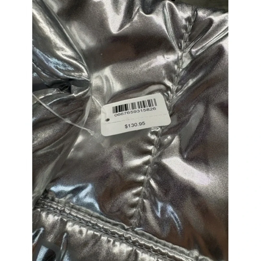 Bath & Body‎ Works Metallic Silver Puffer Tote Bag Quilted Logo Strap Handbag